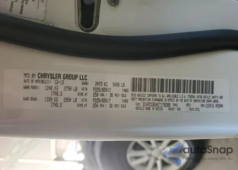 2014 Dodge Journey Sxt z USA, uszkodzony, nr VIN 3C4PDCBG4ET178289